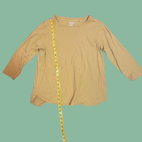✨ Kirkland Signature Mustard Yellow 100% Cotton 3/4 Sleeve Top | Size M - Picture 4 of 7